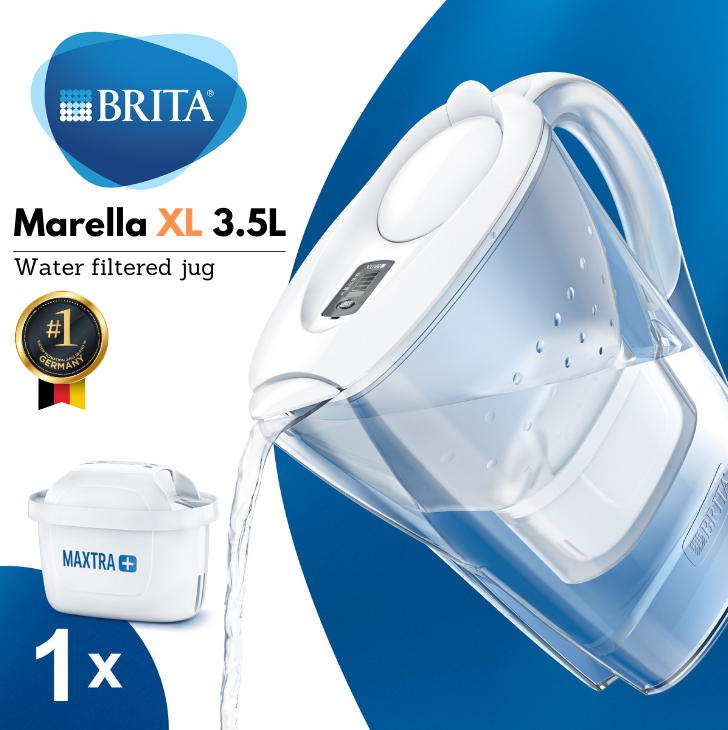 Blue MAXTRA+ XL size Jug and Filter BRITA Marella water filter jug 